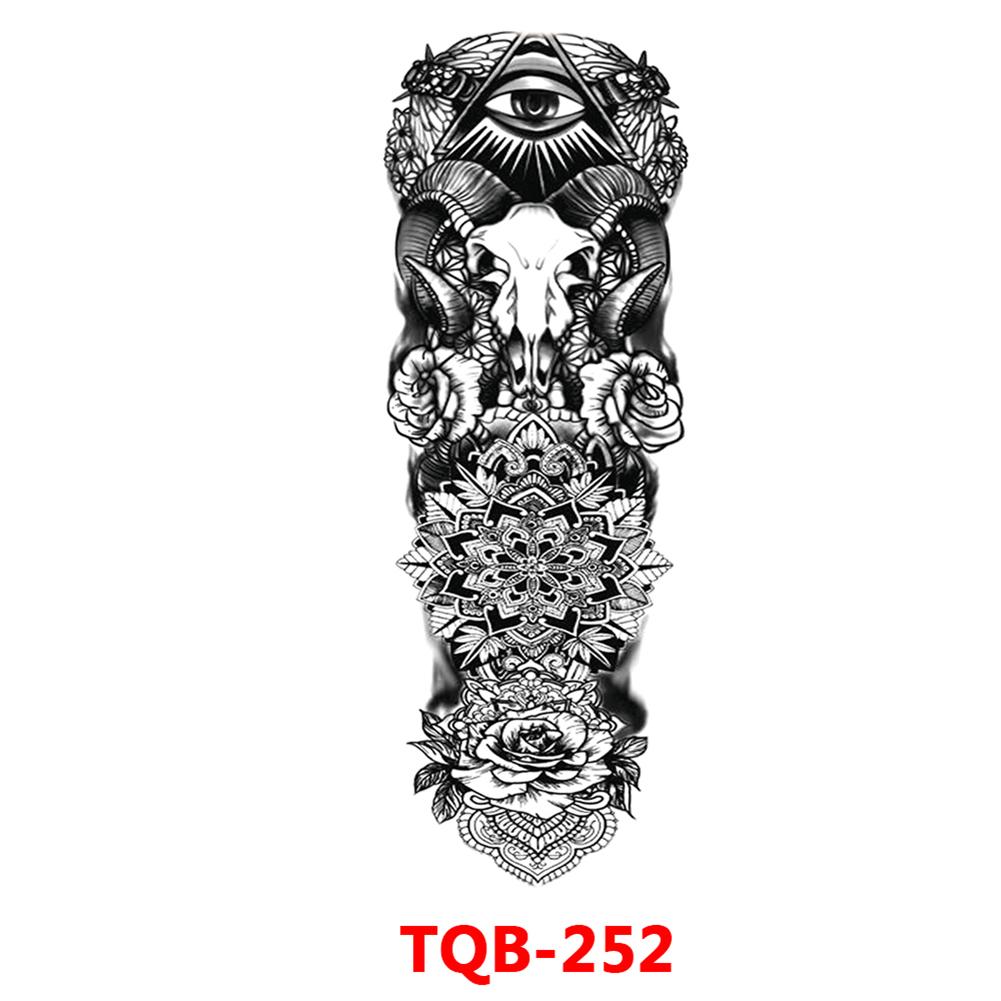 Татуировка с большим рукавом, розой, часами, глазом, водостойкая временная татуировка, наклейка, Лев, Король волков, боди-арт, полная поддельная татуировка для женщин и мужчин