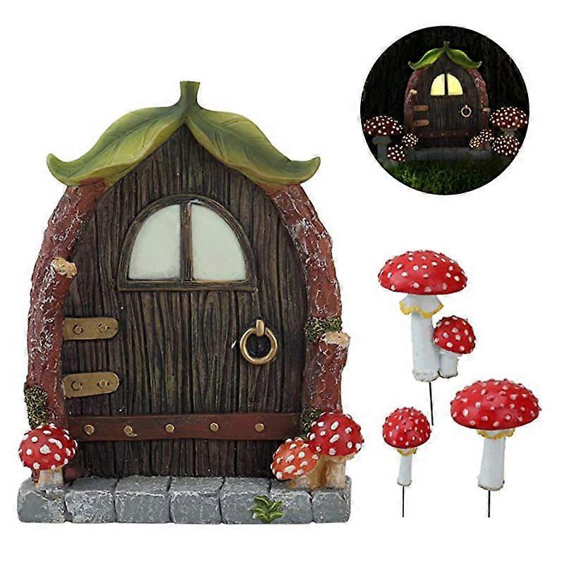 Luminous mushroom door and window ornament, creative resin decorations, garden and farmhouse decorations, office decorations, gifts, car decorations