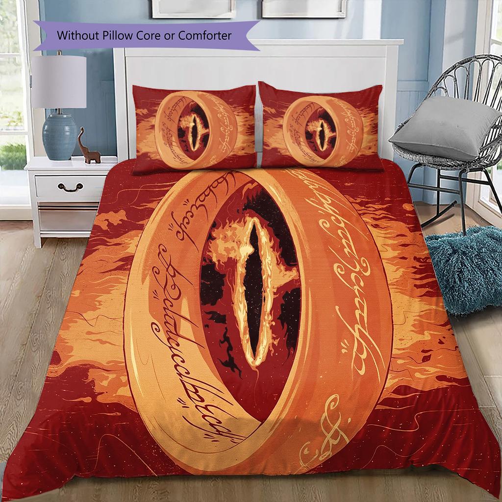 Lord of the Rings Symbols Bedding Set, 1 Duvet Cover & 2 Pillowcases, Fantasy Home Decor, Great Gift for Fans