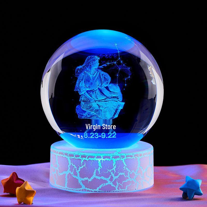 3D Хрустальный шар-ночник Zodiac - Стрелец, Рыбы, Овен, Украшение и Подарок на День Рождения