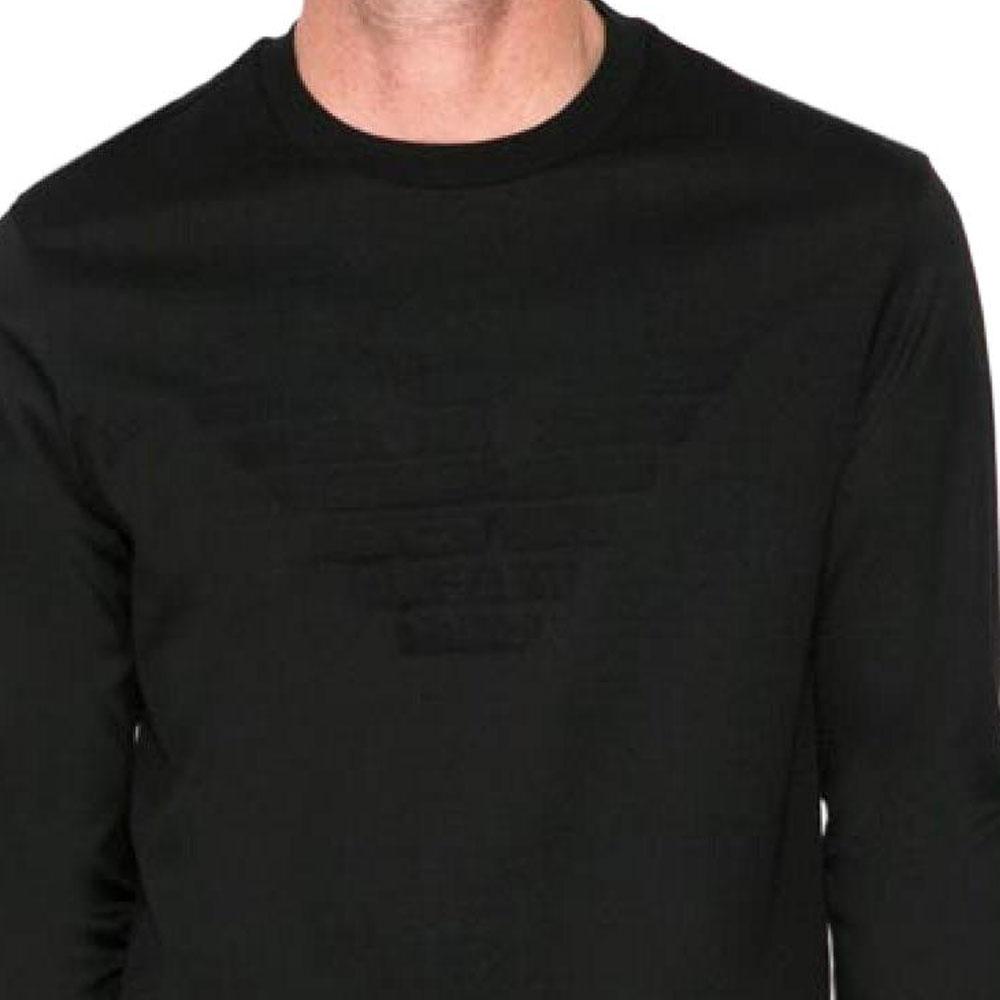 Emporio Armani Однотонная футболка с длинным рукавом Мужские топы Черный 8N1TD7-1JGYZ-0022