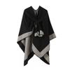Mens Dual Color Faux Cashmere Cape Coat Warm Shawl Outerwear All