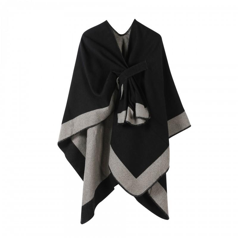 Mens Dual Color Faux Cashmere Cape Coat Warm Shawl Outerwear All