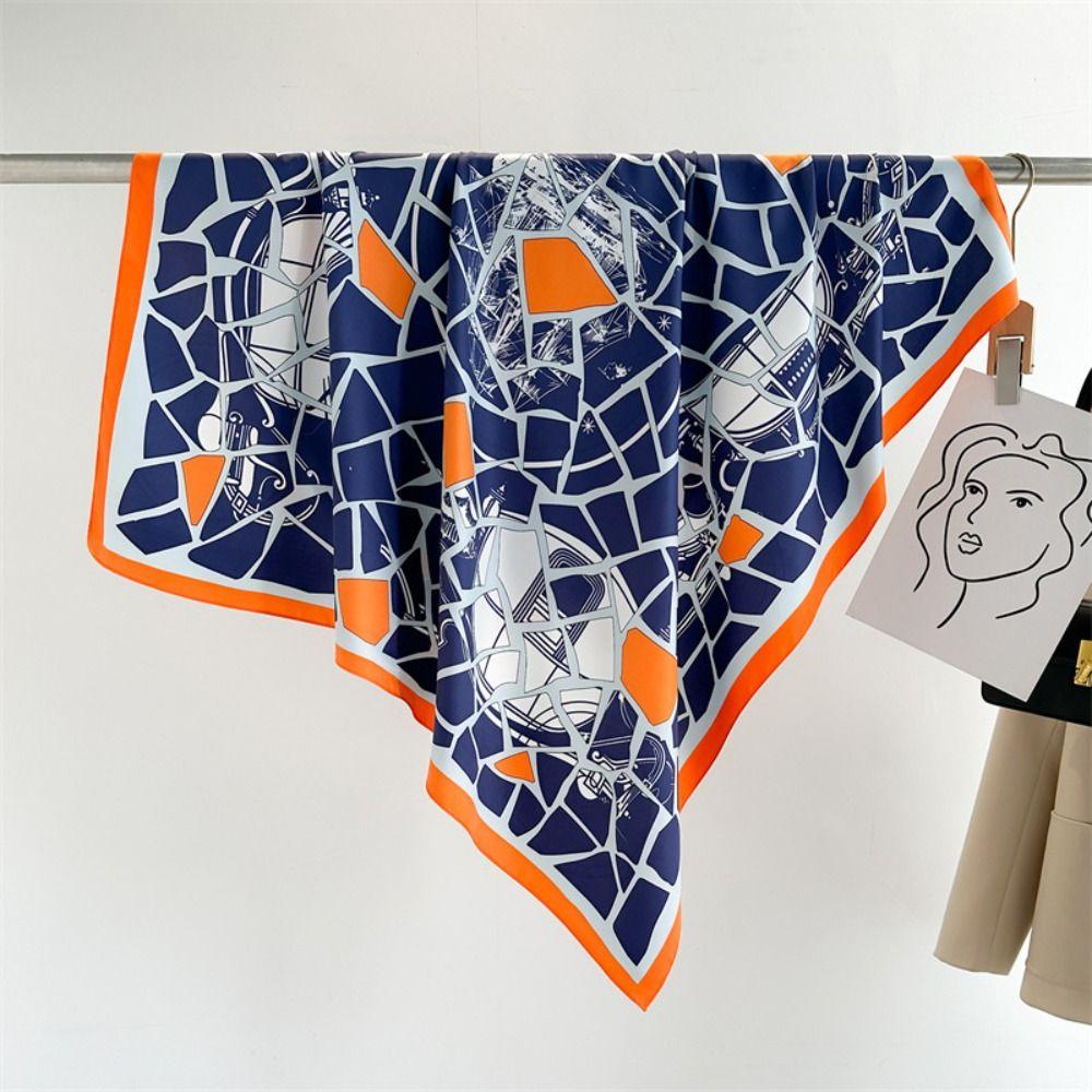 90x90cm Luxury Silk Scarf Print Bandana Women Headkerchief