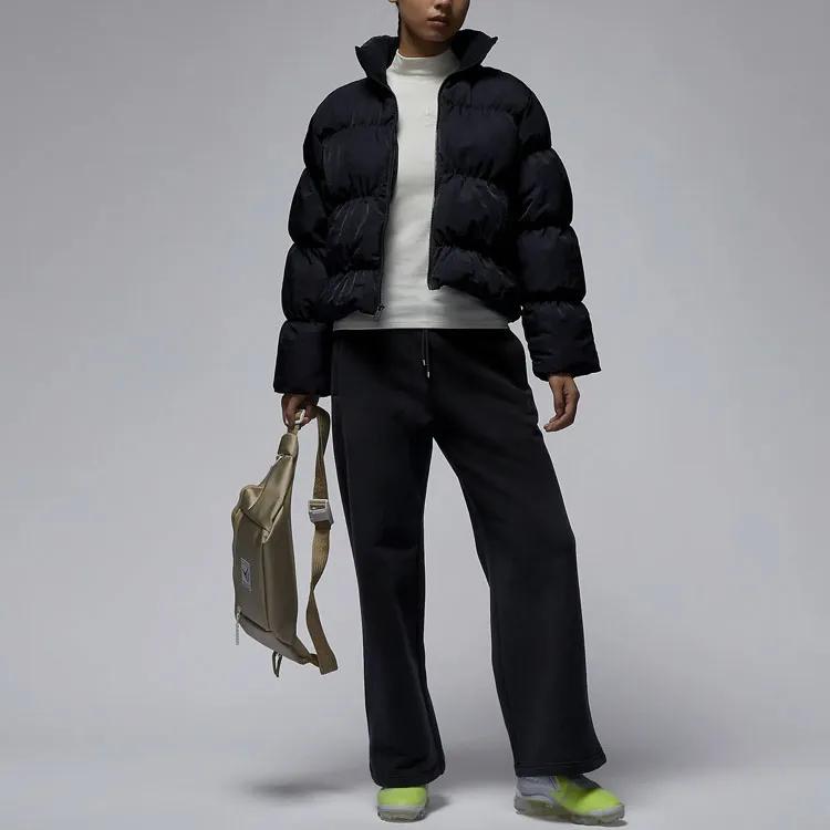 Jordan Puffer Jackets Women's Black Stand Collar Thickened Padded Puffer Jacket (Unisex) Puffer Jackets FB5150 010