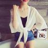 Korean Chiffon Sun Protection Shawl: Black & White Women's Beach Jacket