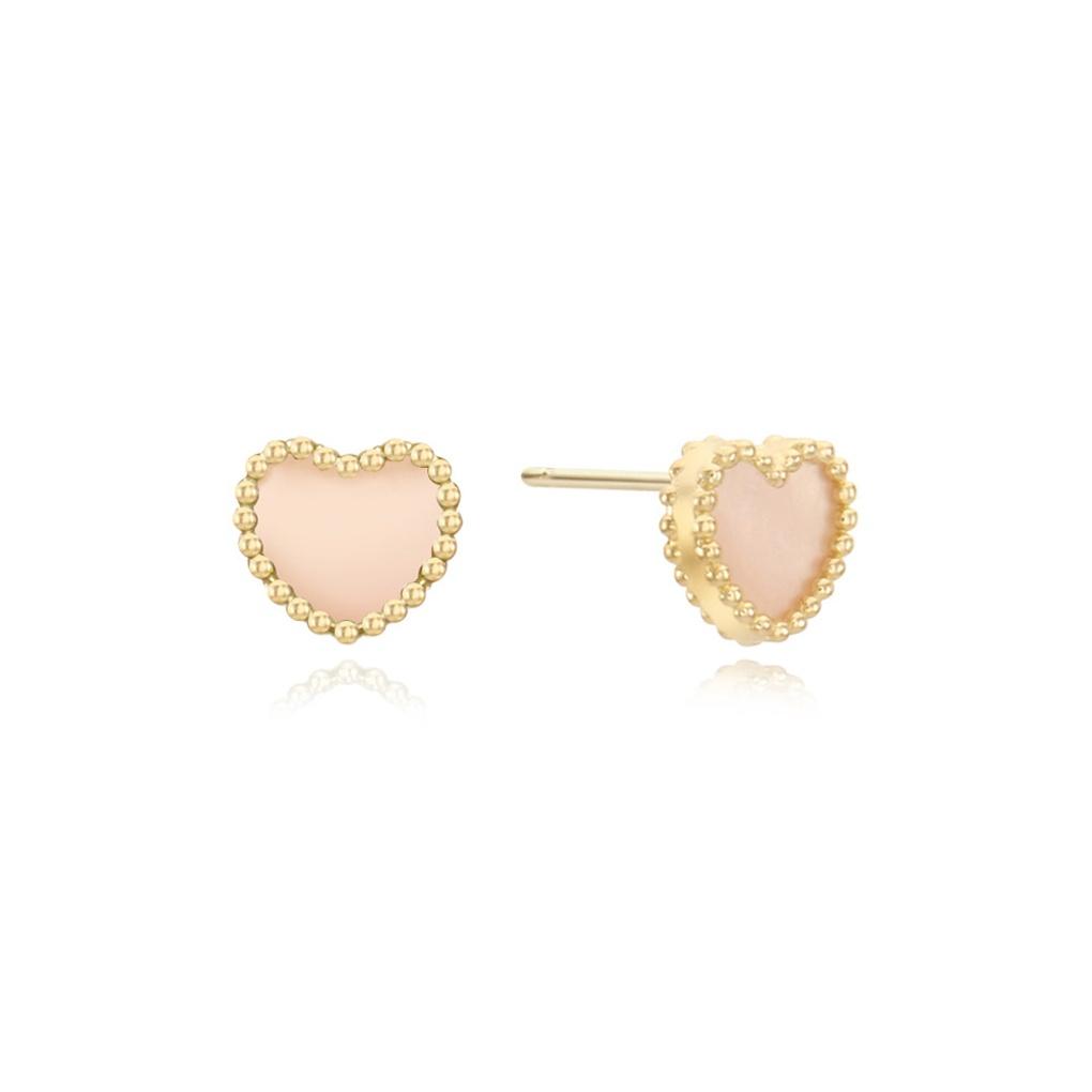 LLOYD Серьги-пусеты Lorette Heart из 14-каратного золота с розовым перламутром LPFN4220G