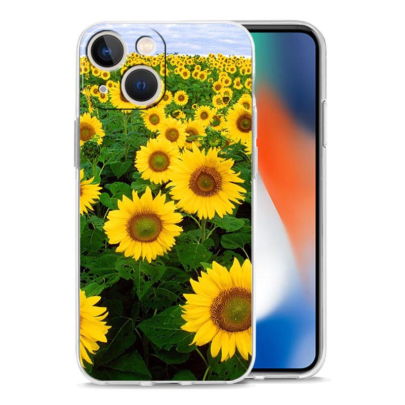 Чехол для телефона iPhone 17 Чехлы iPhone Air 16 15 12 13 14 Pro Max 7 8 Plus 16Pro iPhone11 Чехол Красивый Цветок Подсолнуха