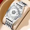 New Fashion Luxury Man Triangle Hollow Skeleton Faux Mechanical Watch Men Business Stainless Steel Quartz Watches reloj hombre