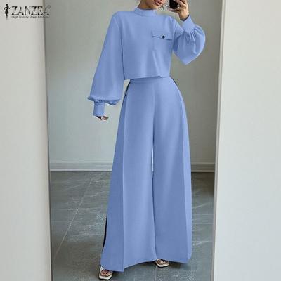 Женский повседневный костюм из двух частей с длинным рукавом и брюками