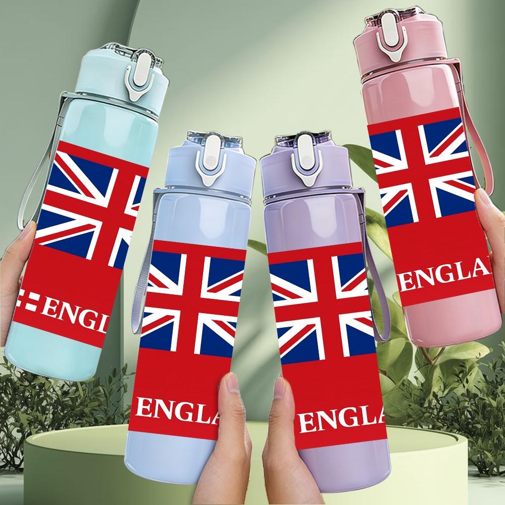 1PC England National Flag 750ml Color Plastic Sports Water Bottle Leakproof Flip Straw Lid Suitable for Sports Office Home Use
