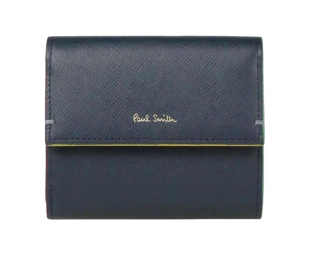 Paul Smith Colored Edge Navy Men's Tri-fold Wallet,