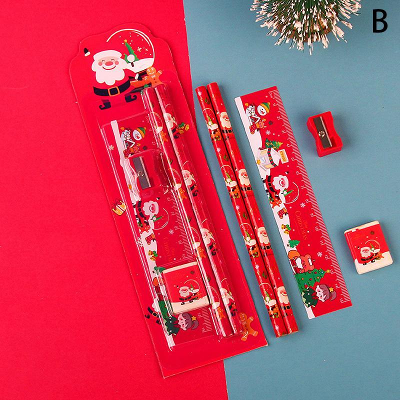 1 комплект рождественских канцелярских принадлежностей для детей, мультяшные карандаши, ластик, линейка, блокноты, набор ножей и карандашей, школьные принадлежности, подарок на день рождения