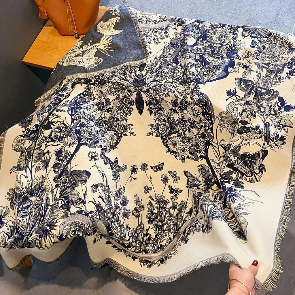 2024 Кашемировый зимний шарф для женщин, теплая толстая пашмина, дизайнерский принт, шали, накидки, женские мягкие шарфы-банданы