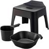 Bath Stool 25cm + Magnetic Bucket L + Hand Bucket [3-Piece Set] Black Tower 5384 1563 3608 Bucket L + Hand Bucket Set