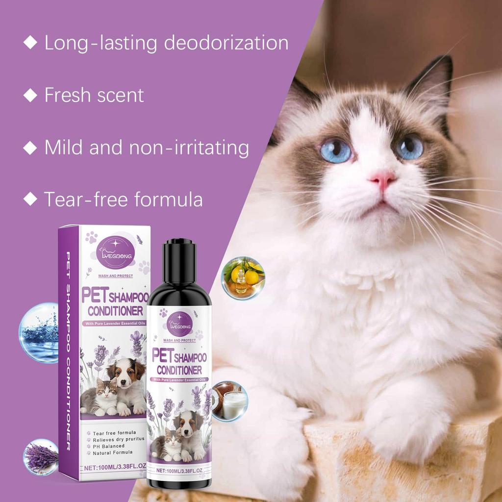 YEGBONG Pet Lavender Shampoo Is a Gentle Cleansing Shampoo for Dogs and Cats That Leaves Their Coats Fluffy, Smooth and Fragrant.