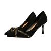 Fashion Women's Shoes Thin Heel High Heel Thin Pointed Rivet Single Shoes Women's High Heels