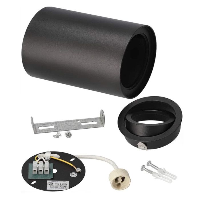 Spot led - mce422 - luminaire noir rond - gu10 - 40w - intérieur - ip20