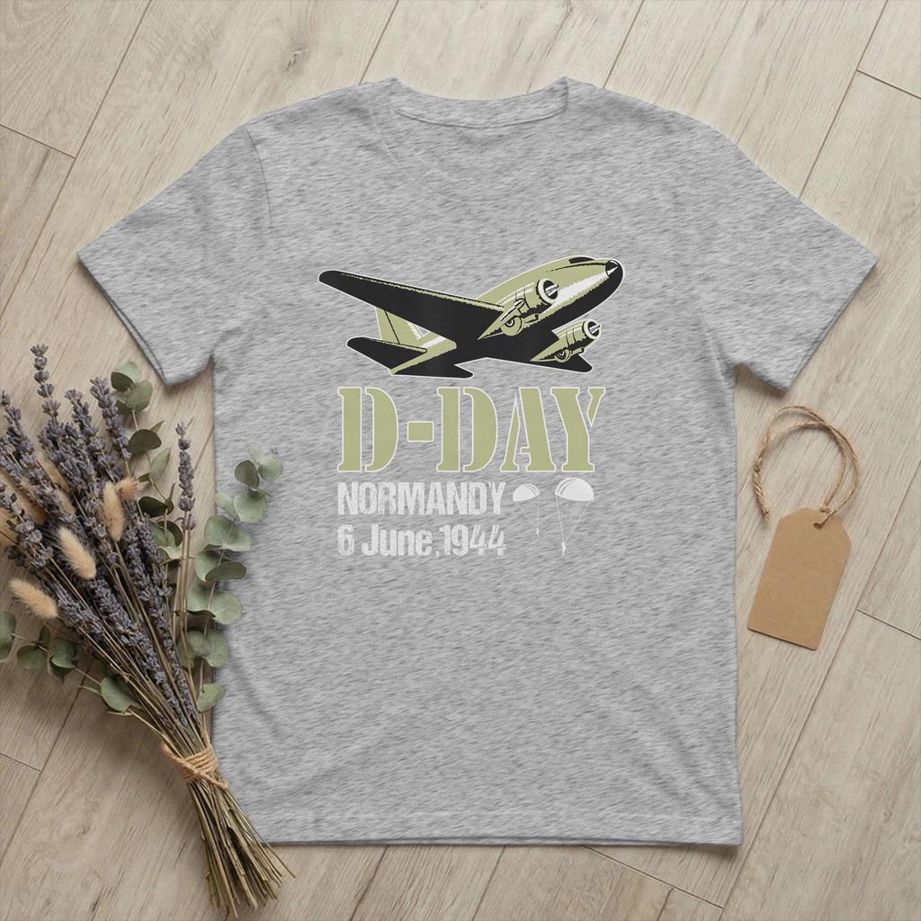 Unisexs TShirt DDay NorUnisexdy Invasion Airplane Funny Cotton Tee Shirt Short Sleeve Parachute T Shirts O Neck Clothing Plus Size