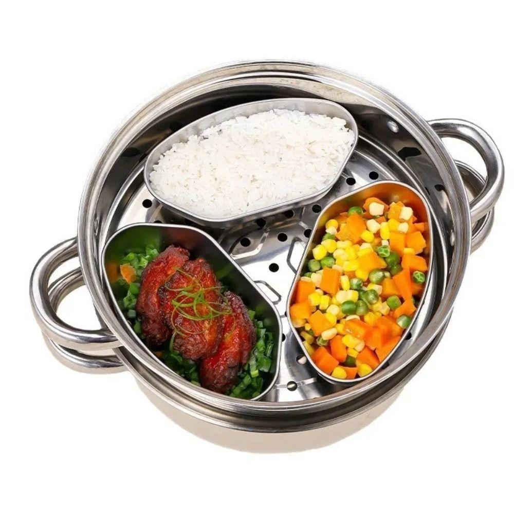 3PCS Serviceable Household Steaming Bowl Beautiful Divided Steaming Plate Kitchen