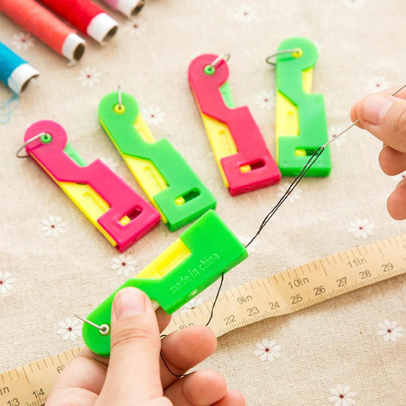 1~10PCS Elderly Guide Needle Threader Automatic Easy Device Hand Machine Sewing Thread Punch Stitch Accessory ToolRandom Color