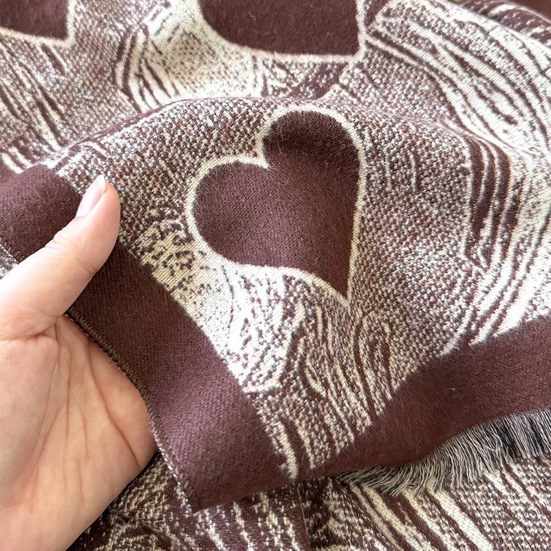 Shawl Outer Heart-shaped Printed Scarf Dual-purpose Winter Office Blanket Blanket Warm and High-end Feeling