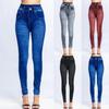 Imitation Jeans Leggings Printed Super Elastic Women High Waist Butt Lift Skinny Cropped Pants Streetwear