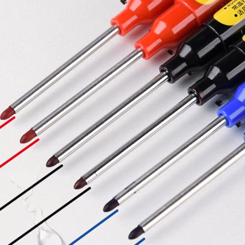 Yazisam Carpenter's Long Tip Marker Pen, Waterproof Construction Markers, 3X Deep Hole, Quick Drying, Multicolor