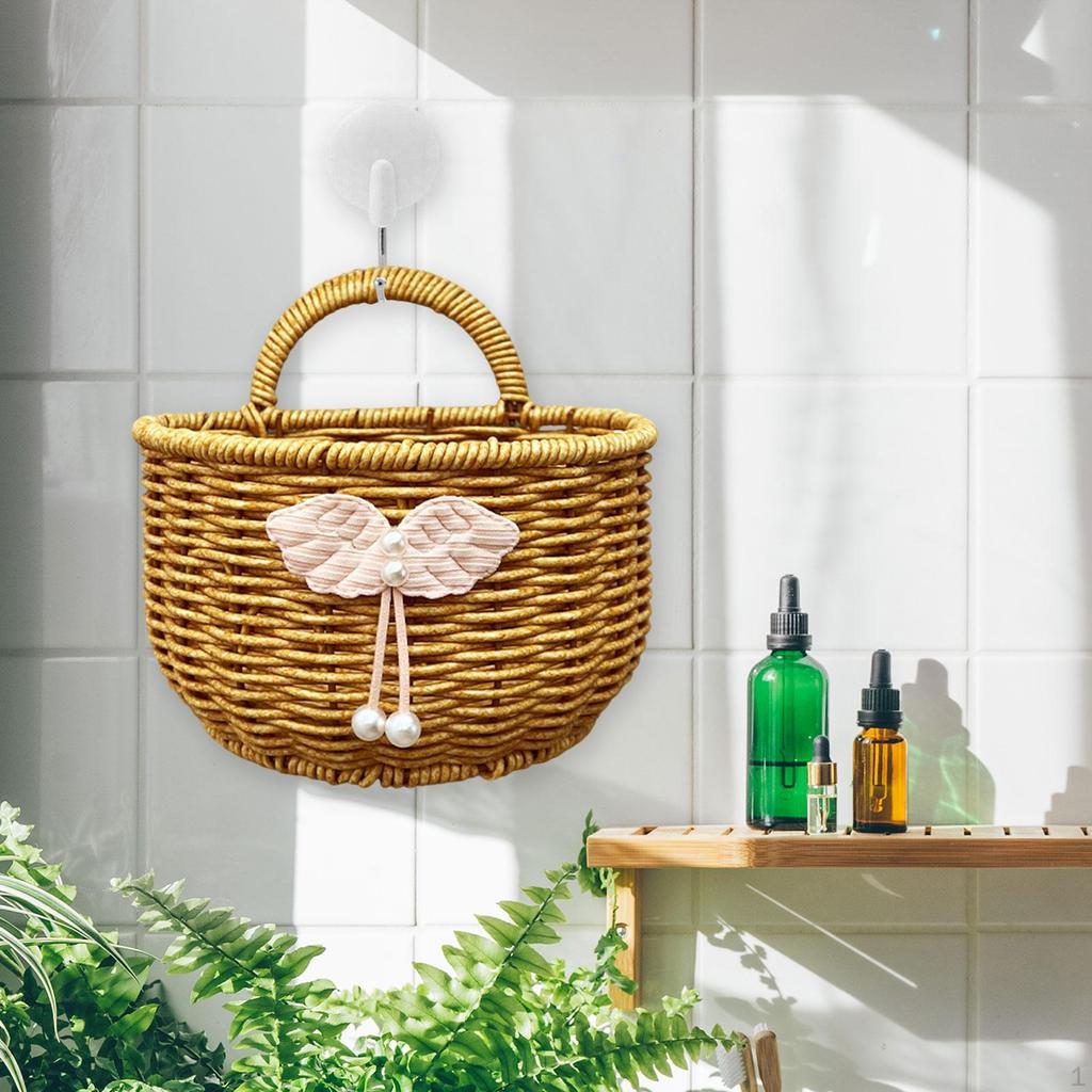 Подвесная корзина для хранения Имитация ротанга Портативное украшение Практичный контейнер