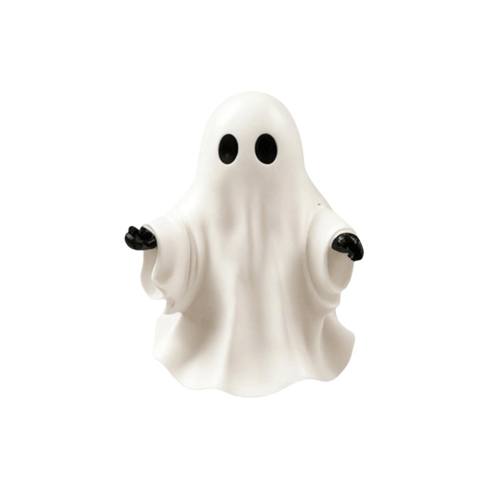 Resin Ghost Decor White Color Halloween Ornament Cute Style Cute Ghost Figurine Indoor Use