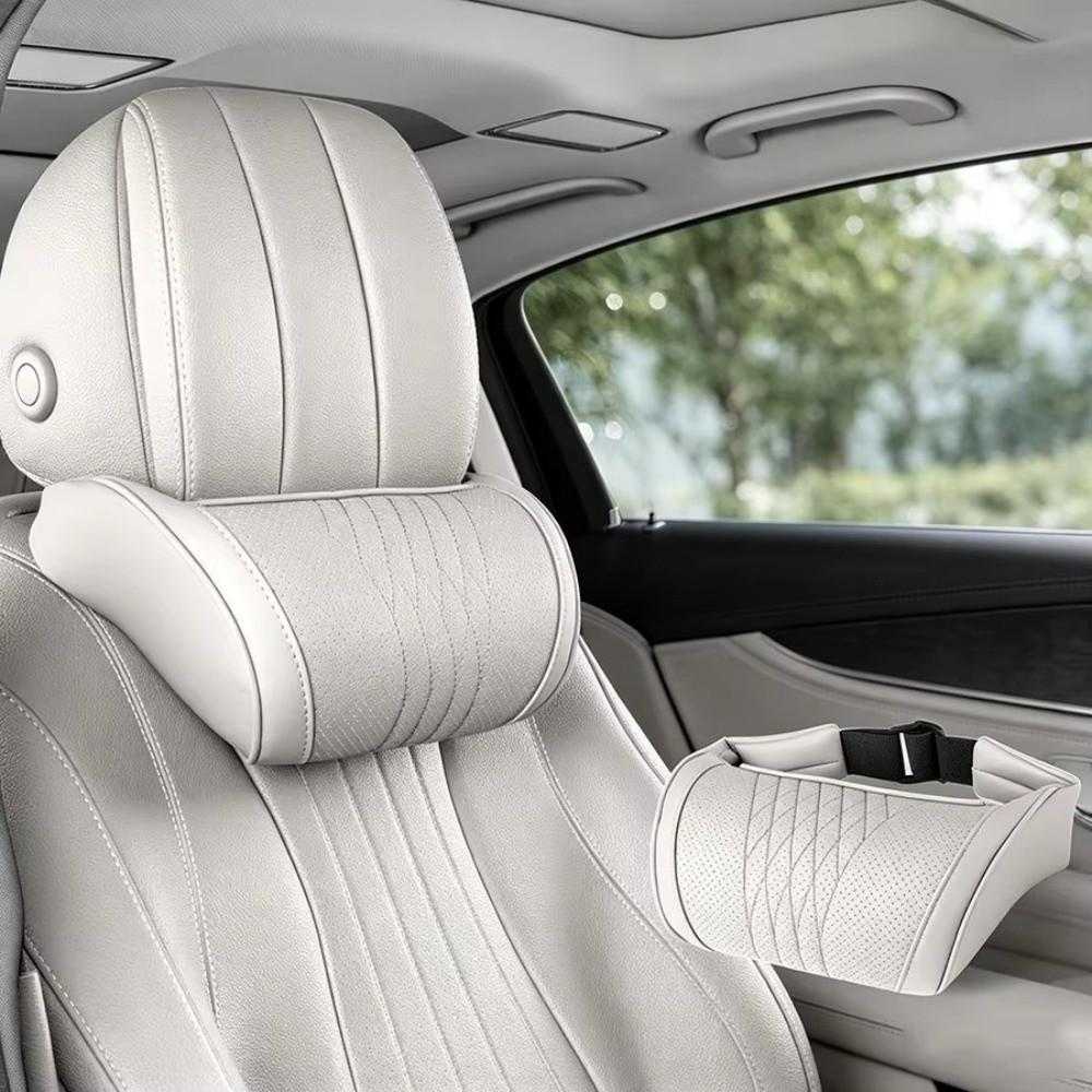 Memory Foam Car Headrest Cushion Leather Cover Car Interior Accessories New Auto Cervical Cushion