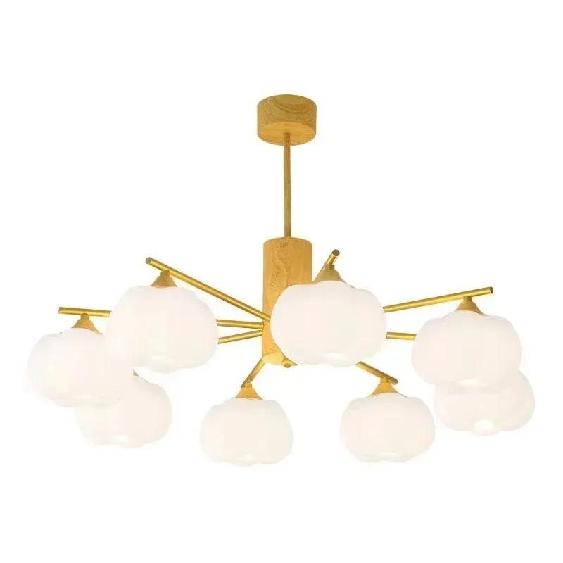 Креативные светодиодные потолочные люстры, декоративные деревянные, хлопковые, стеклянные, для гостиной, комнатные лампы, длинные подвесные лампы для столовой