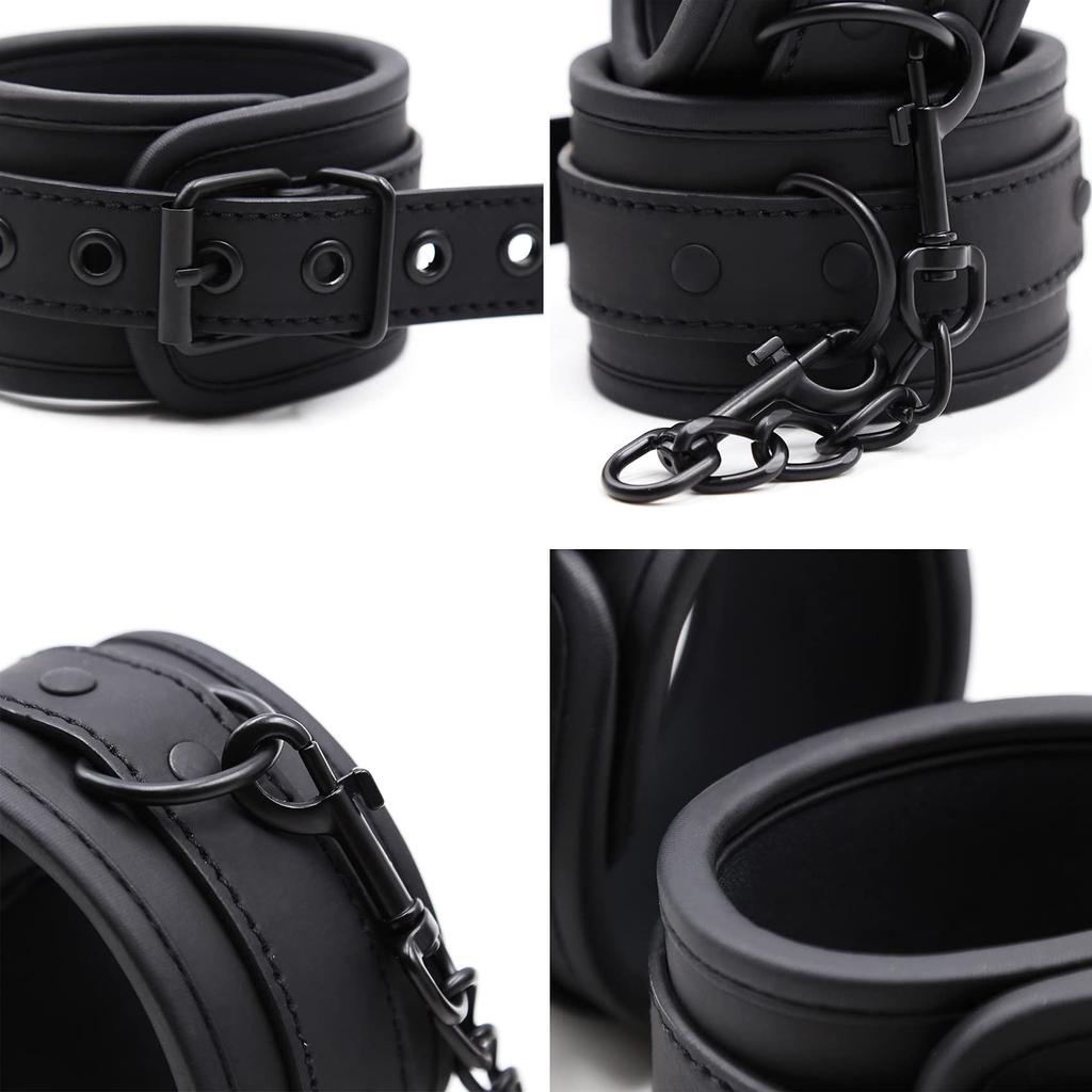 Emoi Handcuffs and Leg Cuffs Leg Adult Role SM PU Enamel Bundled SM Adult Adjustable Pin Unisex Set, Restraints, Durable, Painless, Sponge-Made Cuffs,