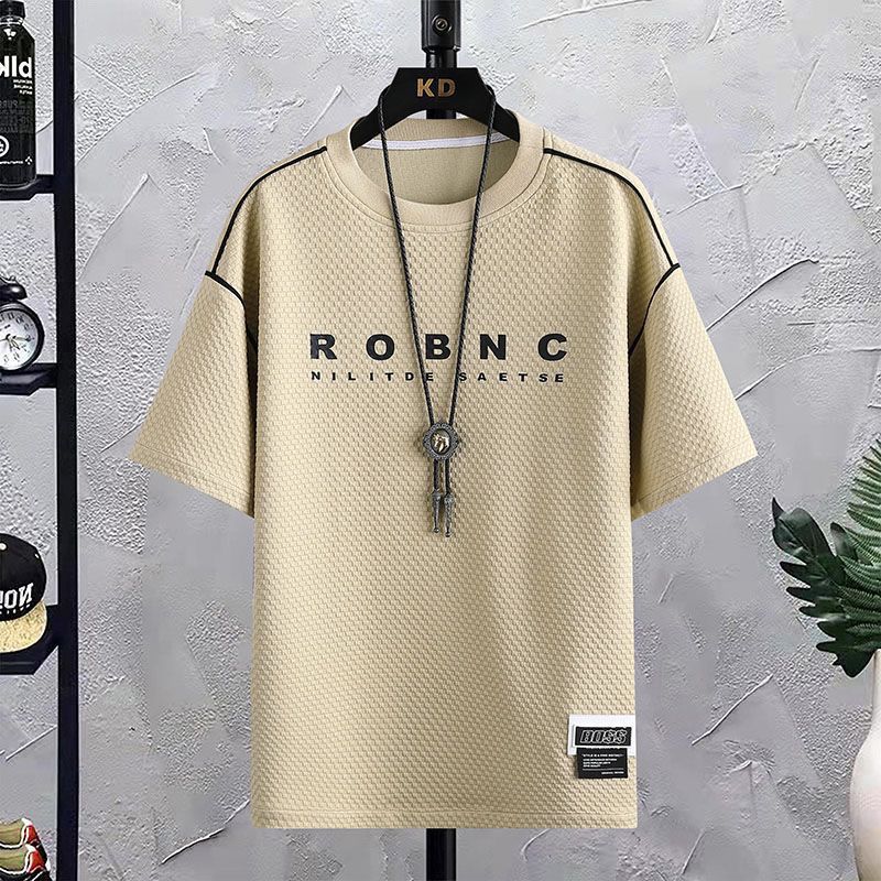 Летняя трендовая футболка с короткими рукавами, хлопковый костюм, мужской повседневный спортивный комплект из двух предметов, размер плюс