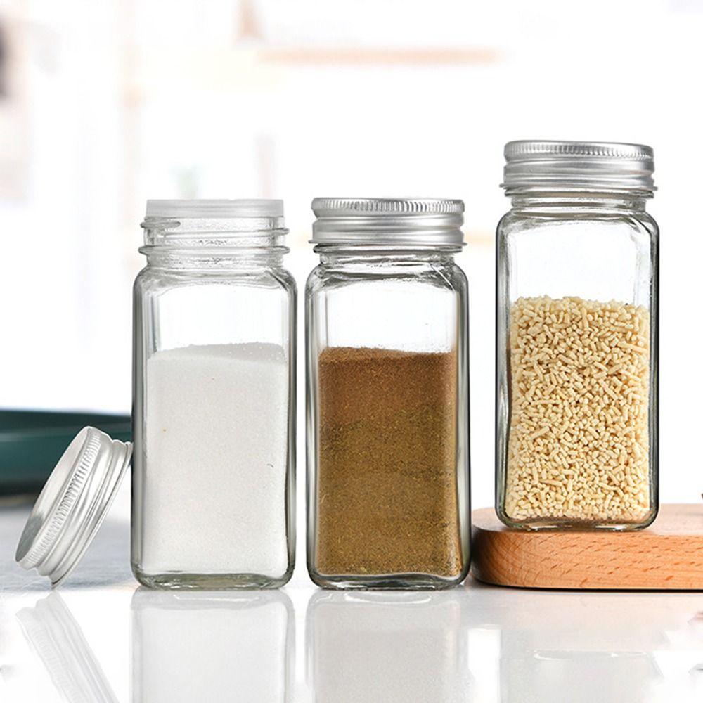 Прозрачная емкость для хранения Стеклянная бутылка для хранения с крышками из акации Квадратная банка для специй
