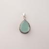 Aqua Chalcedony Gemstone 925 Sterling Silver Handcrafted Boho Pendant 1.3" Wedding Jewelry For Women APP-3-18