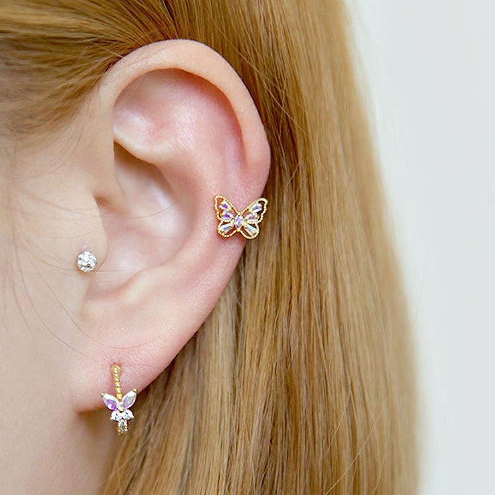 [1+1] Fashion Piercing Aurora Butterfly 3 Types, Choose 1 (sold Individually)