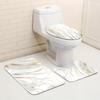 4 шт. Платиновая мраморная занавеска для душа с 12 крючками Нескользящий коврик для ванной комнаты Полный набор декора для ванной комнаты с накладкой на крышку унитаза и ковриком U-образной формы