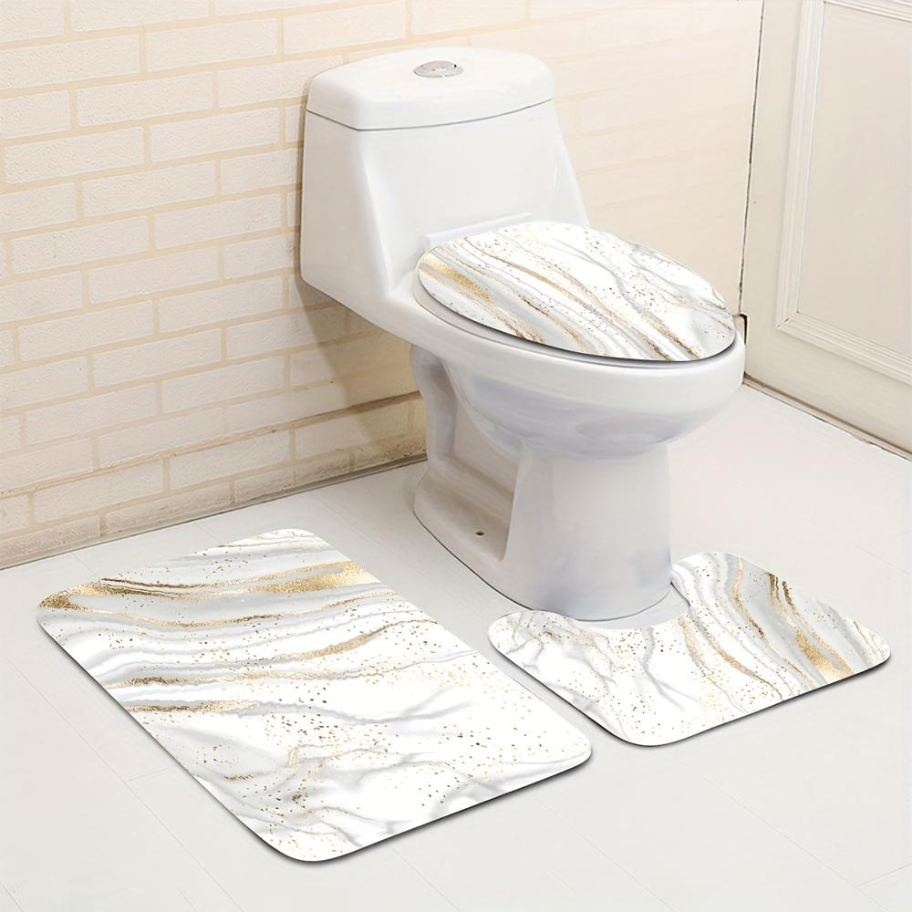 4 шт. Платиновая мраморная занавеска для душа с 12 крючками Нескользящий коврик для ванной комнаты Полный набор декора для ванной комнаты с накладкой на крышку унитаза и ковриком U-образной формы