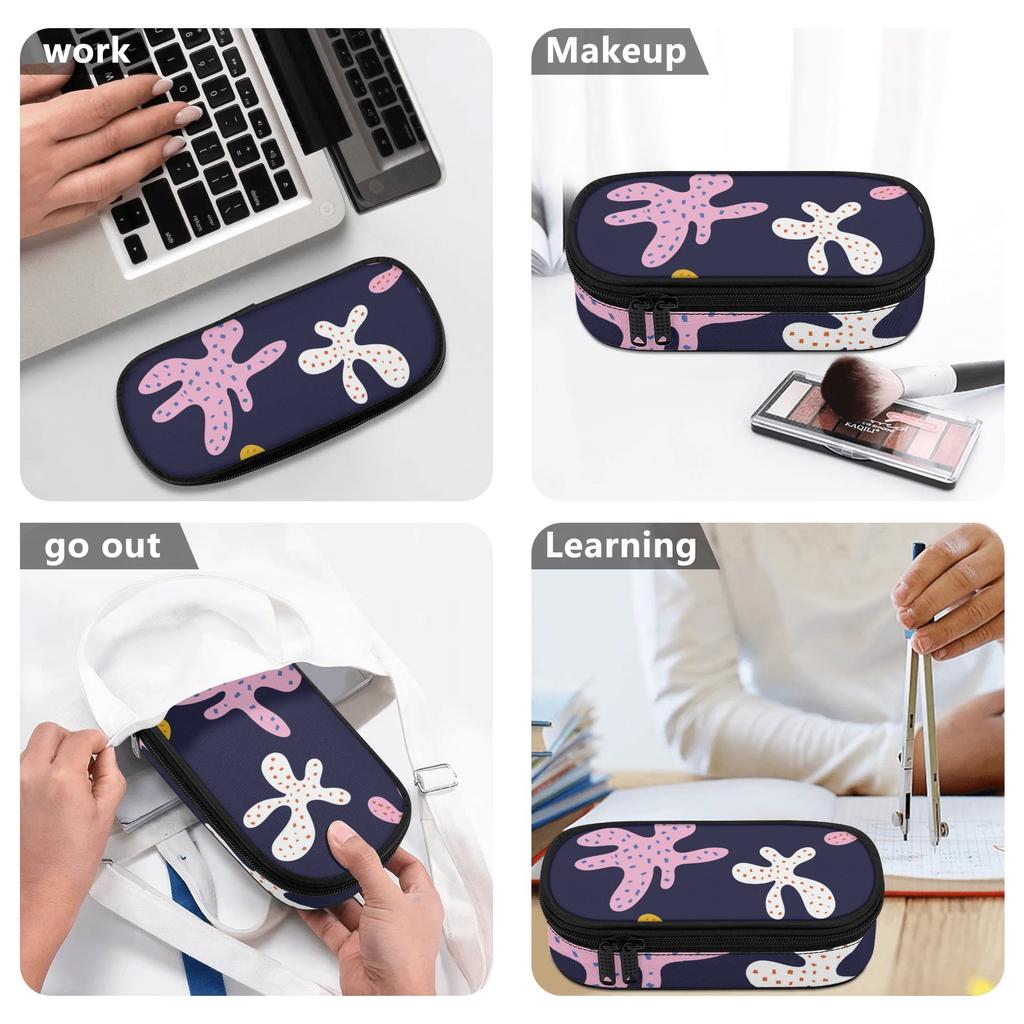 Pen Case Practical Durable 300D Polyester Zipper Closure with Main Compartment Mesh Pocket and Pen Slots for Classroom Use