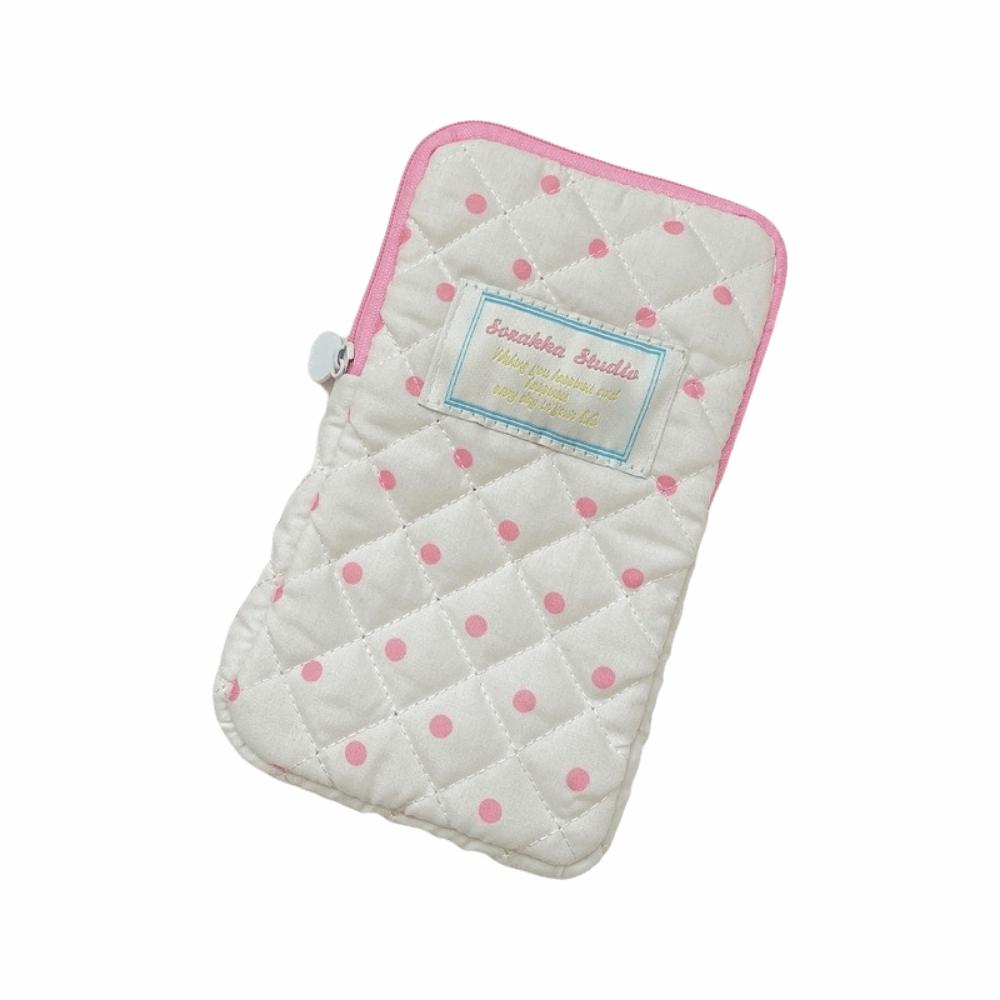 Cute Quilted Makeup Storage Bag Zipper Pencil Toiletry Organizer Stationery Storage
