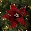 Large Poinsettia Glitter Flower 26cm Xmas Tree Decorations New Fake Flowers  Christmas Decoration