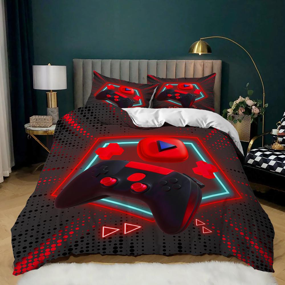 Gamepad Kit 3D Digital Printing Quilt Cover E-Sports Boy Bedding Three-Piece Set