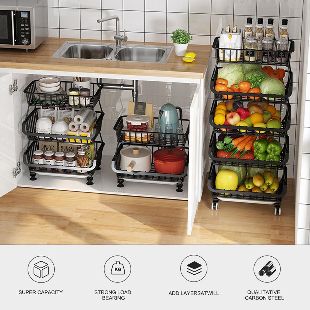 5-уровневые кухонные тележки на колесах из металла большой емкости для хранения фруктов и овощей, кладовая, хозяйственное помещение