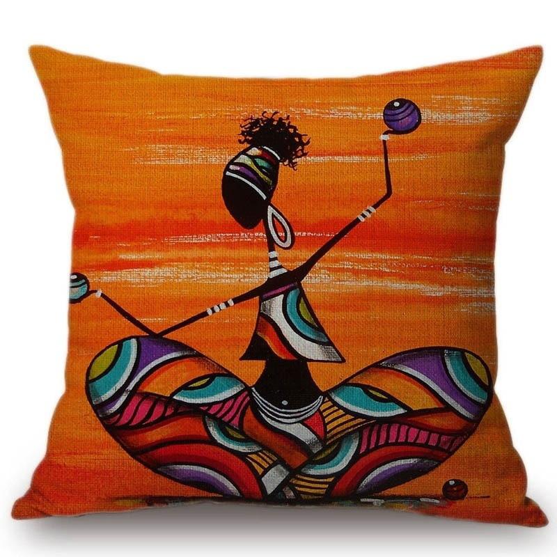 African womens artistic patterns throw pillow cover with short plush print for living room sofa decoration cushion cover