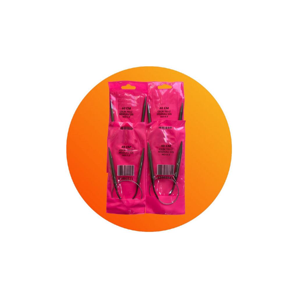 Набор вязальных спиц из лески и стальной проволоки длиной 40 см, 4 шт. (5-6-7-8) нет.