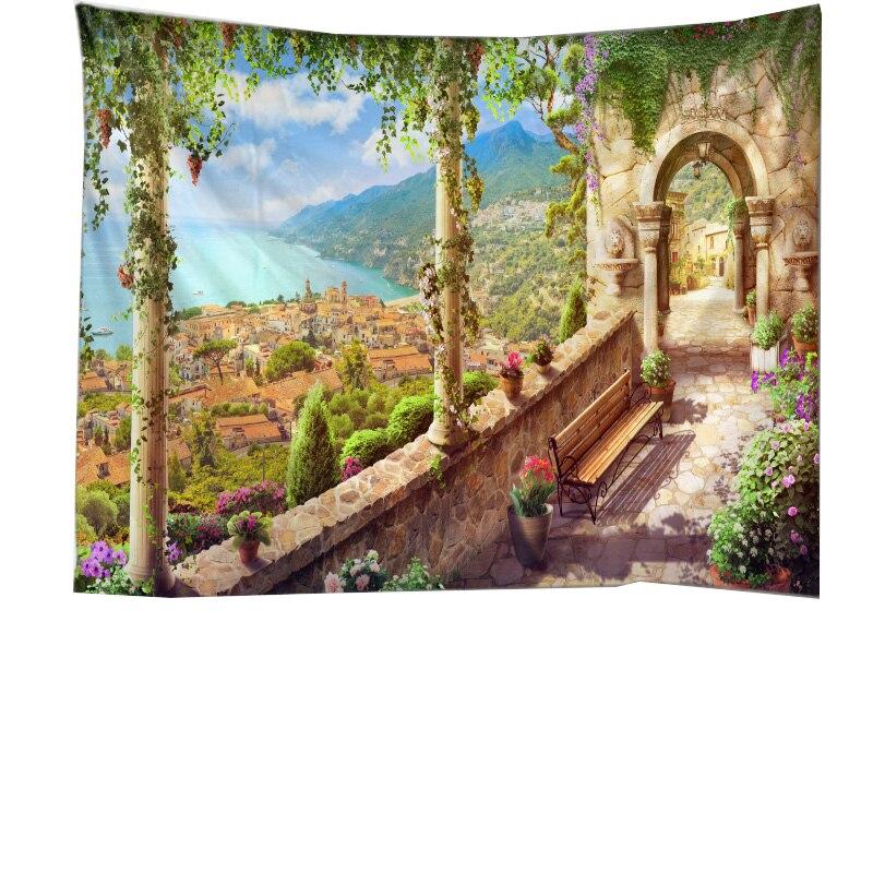 Tapestry Wall Hanging Beautiful Sea Beach Landscape Art Bedroom Window Decoration Background