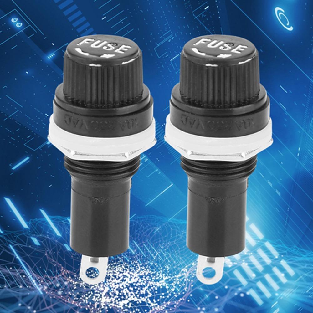 20PCS 5x20mm Screw Cap Fuseinf Holder Black Glass Tube Fuseing Holder  Auto Stereo Installation
