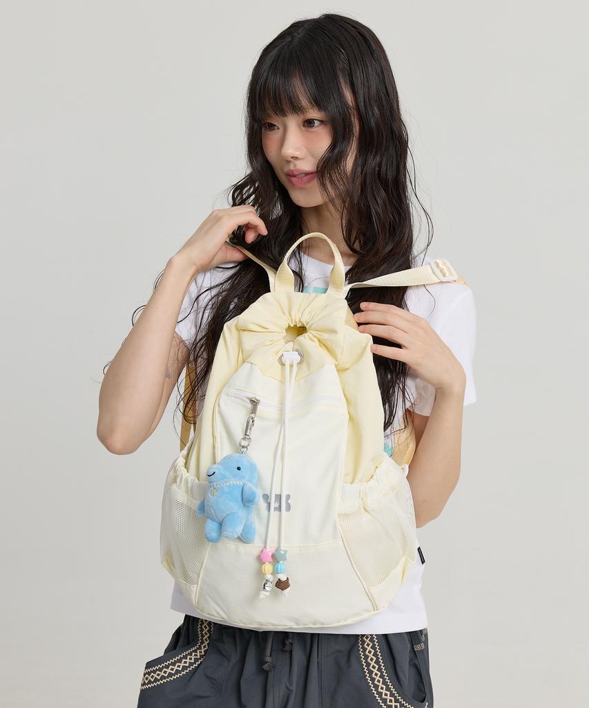 Waikei Beaded Nylon String Backpack Light Yellow
