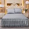 Minimalist Princess Style Lace One-Piece Bed Skirt Solid Color Lotus Leaf Double-Layer Edge Bedspread Protective Cover